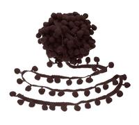 sourcing map 9 Yards Pom Pom Trim Ribbon, 1" Wide Dark Brown Pom Pom Ball Fringe Trim Sewing Fringe Fabric Trim Ribbon for DIY Crafts Curtain Clothes Pillow Home Decoration