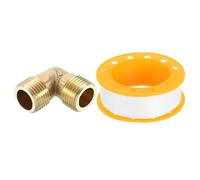 sourcing map 90 Degree Elbow, PT1/2 Inch Male x PT1/2 Inch Male Brass Right Angle Pipe Fitting, Connector for Fluid Gas Fuel Oil Pipe, 35x35mm