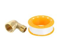 sourcing map 90 Degree Elbow, PT1/2 Inch Male x PT3/4 Inch Female Brass Right Angle Pipe Fitting, Connector for Fluid Gas Fuel Oil Pipe, 53x36mm