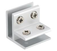 Sourcing Map 90 Degree Glass Clamp, Aluminum Alloy, Silver Tone, 5-8mm Thickness, 1pcs x Clamps, 4pcs x Screws