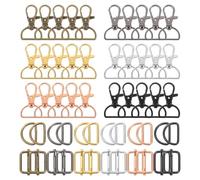 sourcing map 90 Pcs Key Chain Swivel Hook Set, Keychain Clip Hook with D Rings and Slide Buckles for Purses Keychain Lanyard Handbags, 6 Colors(3/4 inch)