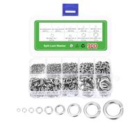 sourcing map 900Pcs M2 M2.5 M3 M4 M5 M6 M8 M10 M12 304 Stainless Steel Split Lock Washer Kit for Screw Bolts Machinery