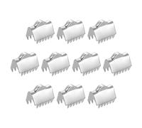 sourcing map 90Pcs Ribbon End Crimp Clamps, 10.5mm Pinch Cord End Clasps Stainless Steel Curled Bead Clasp for Ribbon Lace Bookmark Ends Keychain DIY Making, Silver
