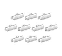 sourcing map 90Pcs Ribbon End Crimp Clamps, 20mm Pinch Cord End Clasps Stainless Steel Curled Bead Clasp for Ribbon Lace Bookmark Ends Keychain DIY Making, Silver