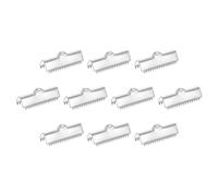 sourcing map 90Pcs Ribbon End Crimp Clamps, 25mm Pinch Cord End Clasps Stainless Steel Curled Bead Clasp for Ribbon Lace Bookmark Ends Keychain DIY Making, Silver
