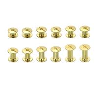 sourcing map 90set Chicago Screw M4 x 4/5/6/8/10/12mm Metal Phillips Nail Rivet Stud Screw Bolts Rivets Binding Post Screw for DIY Leather Belt Bag Craft Bookbinding, Gold