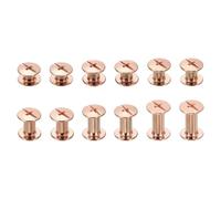 sourcing map 90set Chicago Screw M5 x 4/5/6/8/10/12mm Metal Phillips Nail Rivet Stud Screw Bolts Rivets Binding Post Screw for DIY Leather Belt Bag Craft Bookbinding, Rose Gold