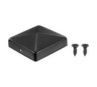 sourcing map 91 x 91mm Pyramid Post Cap, 1Pcs Galvanized Steel Fence Post Cover with Screws for Wood/Metal Fence Posts, Mailbox Pyramid Cover, Outdoor, Garden, Decks, Black