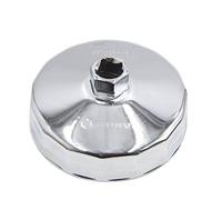 sourcing map 94mm 15 Flutes Silver Tone Metal Car Oil Filter Cap Wrench Socket Remover Tool
