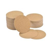 sourcing map 95mm(3.74") Round Coasters 1mm Thick Cork Cup Mat Self-Adhesive Pad 100pcs