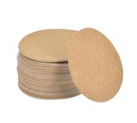 sourcing map 95mm(3.74") Round Coasters 1mm Thick Cork Cup Mat Self-Adhesive Pad 50pcs
