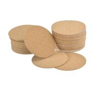 sourcing map 95mm(3.74") Round Coasters 2mm Thick Cork Cup Mat Self-Adhesive Pad 50pcs