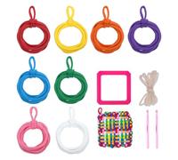 sourcing map 96 Pcs Potholder Loom Refill Loops Set, Elastic Potholder Weaving Refill Loops Knitting Kit with 2 Crochet Hooks and 7" Weaving Loom for Girls Beginners DIY Crafts, 8 Colors