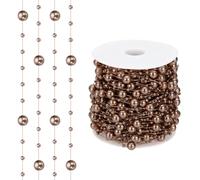 sourcing map 98 Feet Artificial Pearl String, Faux Pearl Beads Fishing Line String Beads Chain Vases Filler for Floating Candle Wedding Centerpiece Party Decoration, Brown