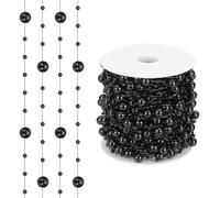 sourcing map 98 Feet Artificial Pearl String, Faux Pearl Beads Fishing Line String Beads Chain Vases Filler for Floating Candle Wedding Centerpiece Party Decoration, Black
