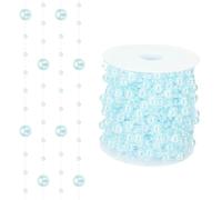 sourcing map 98 Feet Artificial Pearl String, Faux Pearl Beads Fishing Line String Beads Chain Vases Filler for Floating Candle Wedding Centerpiece Party Decoration, Light Blue