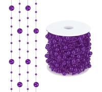 sourcing map 98 Feet Artificial Pearl String, Faux Pearl Beads Fishing Line String Beads Chain Vases Filler for Floating Candle Wedding Centerpiece Party Decoration, Deep Purple