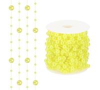 sourcing map 98 Feet Artificial Pearl String, Faux Pearl Beads Fishing Line String Beads Chain Vases Filler for Floating Candle Wedding Centerpiece Party Decoration, Yellow