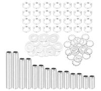 sourcing map 98Pcs 7 Size Lamp Pipe Nipples Kit with Hex Nuts Washers, 1/4IP All Threaded 1/2" Outer Diameter Lamp Rod Hollow Tube Fasteners for Lamp Assembly Chandelier DIY Repair, Silver
