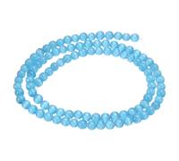 sourcing map 98pcs Blue Cat's Eye Stone Beads 4mm Round Smooth Gemstone Crystal Loose Bead for Jewelry Making Bracelets Necklace Earrings DIY