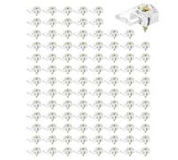 sourcing map 98Set Mirror Holder Clips, 4.8mm Crystal Clear Plastic Mirror Clip Glass Door Retainer Kit for Fixing Glass Cabinet Doors (Transparent Clip with Gold Screws)