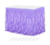 sourcing map 9ft Purple Tutu Table Skirt, Tulle Curly Willow Table Skirt for Rectangle Tables, Ruffle Table Skirt for Birthday Wedding Gender Reveal Party