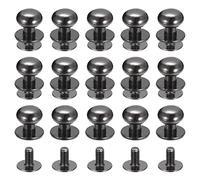 sourcing map 9mm Ball Head Stud Rivets Screw Back, 15Pack Round Head Button Nipple Rivet for DIY Leather Craft Handbag Belt, Metallic Black