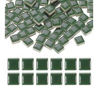 sourcing map 9mm Square Mosaic Tiles, 300g Ceramic Mosaic Pieces Glazed Porcelain Tiles Bulk for Vase Flower Pots Aquarium Decor Garden Project DIY Art Craft, Dark Green
