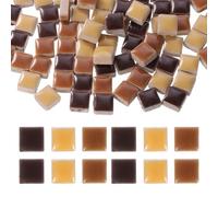 sourcing map 9mm Square Mosaic Tiles, 300g Ceramic Mosaic Pieces Glazed Porcelain Tiles Bulk for Vase Flower Pots Aquarium Decor Garden Project DIY Art Craft, Coffee Colors