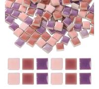 sourcing map 9mm Square Mosaic Tiles, 300g Ceramic Mosaic Pieces Glazed Porcelain Tiles Bulk for Vase Flower Pots Aquarium Decor Garden Project DIY Art Craft, Purple Pink Colors