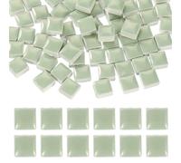 sourcing map 9mm Square Mosaic Tiles, 300g Ceramic Mosaic Pieces Glazed Porcelain Tiles Bulk for Vase Flower Pots Aquarium Decor Garden Project DIY Art Craft, Light Green