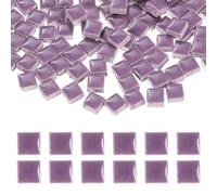 sourcing map 9mm Square Mosaic Tiles, 300g Ceramic Mosaic Pieces Glazed Porcelain Tiles Bulk for Vase Flower Pots Aquarium Decor Garden Project DIY Art Craft, Purple