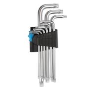 sourcing map 9pcs Anti Tamper Proof Torx Hex Key Wrench Set T10/T15/T20/T25/T27/T30/T40/T45/T50 S2 Steel L-Shape Long Arm Hexagon Star 6 Point Wrenches Repairing Tool for Home Repair