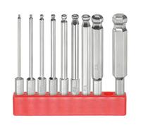 sourcing map 9pcs Ball End Hex Screwdriver Bit Set 1.5mm-10mm ((H1.5-H10)) Size 1/4" Hex Shank 75mm (3") Long Magnetic Ball Head Bits S2 Steel Metric Screw Driver Bit