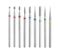 sourcing map 9pcs Diamond Grinding Bit 1.3/1.8/2/2.3/2.5mm Tapered Oval Cylindrical Ball Head 2.35mm Shank Stone Sanding Drill Bits Rotary Tool for Ceramic Glass Nails Grinding Polishing