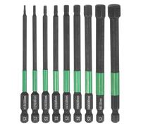 sourcing map 9pcs H1.5-H10 Flat Hex Screwdriver Bit Set 1.5mm-10mm Metric Tip 1/4" Hex Shank 100mm (4") Long Magnetic Hexagonal Screw Drill Bit Wrench Black Phosphate S2 Steel Driver Socket