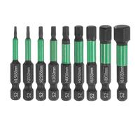 sourcing map 9pcs H1.5-H10 Flat Hex Screwdriver Bit Set 1.5mm-10mm Metric Tip 1/4" Hex Shank 50mm (2") Long Magnetic Hexagonal Screw Drill Bit Wrench Black Phosphate S2 Steel Driver Socket