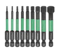 sourcing map 9pcs H1.5-H10 Flat Hex Screwdriver Bit Set 1.5mm-10mm Metric Tip 1/4" Hex Shank 65mm (2.6") Long Magnetic Hexagonal Screw Drill Bit Wrench Black Phosphate S2 Steel Driver Socket