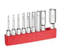 sourcing map 9pcs H1.5-H10 Hex Screwdriver Bit Set 1.5mm-10mm Metric Flat Tip 1/4" Hex Shank 50mm (2") Long Magnetic Hexagonal Screw Drill Bit Wrench Chrome Plated Power Driver Socket