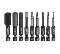 sourcing map 9pcs Hex Head Wrench Drill Bit 1.5/2/2.5/3/4/5/6/8/10mm Metric 1/4" Hex Shank 2"(50mm) Length S3 Steel Magnetic Drivers Screwdriver Bit Industrial Grade Hexagon Electric Drill Bits