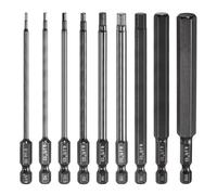 sourcing map 9pcs Hex Head Wrench Drill Bit 1.5/2/2.5/3/4/5/6/8/10mm Metric 1/4" Hex Shank 4"(100mm) Length S3 Steel Magnetic Drivers Screwdriver Industrial Grade Hexagon Electric Drill Bit