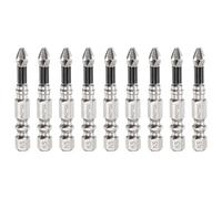 sourcing map 9pcs Impact Phillips Screwdriver Bit PH2 (#2) Anti Slip Tip 1/4" Hex Shank 2" (50mm) Long Magnetic Cross Screw Driver Industrial Power Drill Bits for Remove Fastening Screws