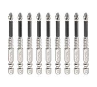 sourcing map 9pcs Impact Phillips Screwdriver Bit PH2 (#2) Anti Slip Tip 1/4" Hex Shank 3" (75mm) Long Magnetic Cross Screw Driver Industrial Power Drill Bits for Remove Fastening Screws