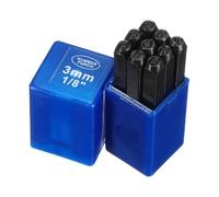 sourcing map 9Pcs Metal Number Stamps Set 1/8" (3mm) 40Cr Number Stamping | Hand Stamping Punch Tool Set with Blue Case for Jewelry Making Craft Arts Ring Bracelet