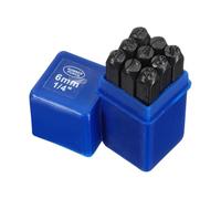 sourcing map 9Pcs Metal Number Stamps Set 15/64" (6mm) 40Cr Number Stamping Kit Hand Stamping Punch Tool Set with Blue Case for Jewelry Making Craft Arts Ring Bracelet