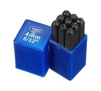 sourcing map 9Pcs Metal Number Stamps Set 5/32" (4mm) 40Cr Number Stamping Kit Hand Stamping Punch Tool Set with Blue Case for Jewelry Making Craft Arts Ring Bracelet