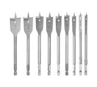 sourcing map 9Pcs Spade Drill Bit Paddle Flat Bits Set Wood Hole Cutter with Quick Change 1/4 Inch Hex Shank for Woodworking Fiberglass, Silver Tone