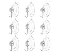 sourcing map 9pcs Suction Cup Hooks 1.20" Powerful Vacuum Suction Shower Hooks Waterproof Reusable Wreath Cup Bathroom Hook Load 2.2 lbs for Kitchen Restroom Window Wall Glass Door, Clear