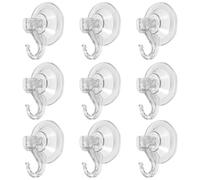 sourcing map 9pcs Suction Cup Hooks 3.54" Powerful Vacuum Suction Shower Hooks Waterproof Reusable Wreath Cup Bathroom Hook Load 6.6 lbs for Kitchen Restroom Window Wall Glass Door, Clear