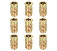 sourcing map 9Pcs Threaded Inserts Nuts, M10x30mm Hex Socket Drive Nut Inserts for Wood - Carbon Steel Screws Furniture Screw in Nuts Bolt Fastener